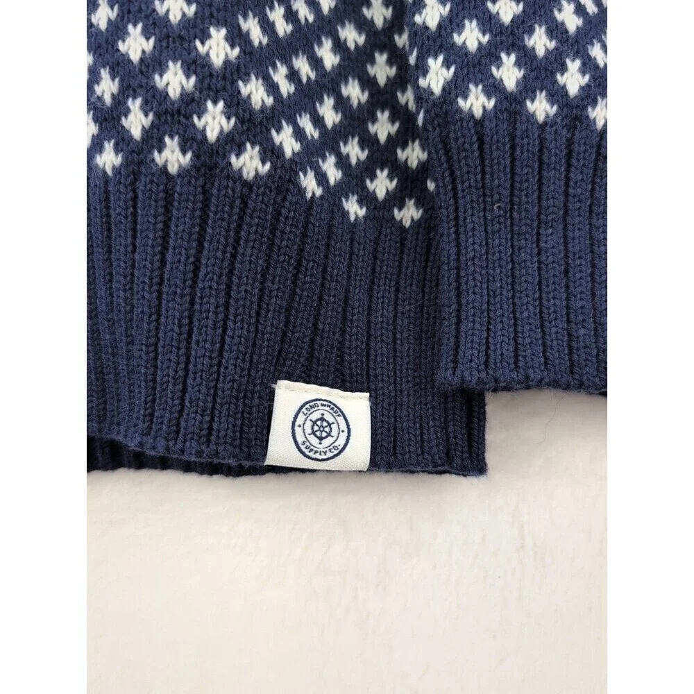 Long Wharf Supply Co Edgartown SeaWell Quarter Zip Navy Blue Sweater NWT Small